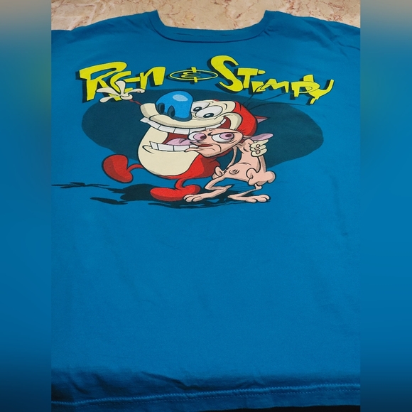 Ren and Stimpy Nickelodeon Vintage Mens Blue T-Shirt X-Large XL - Picture 1 of 7